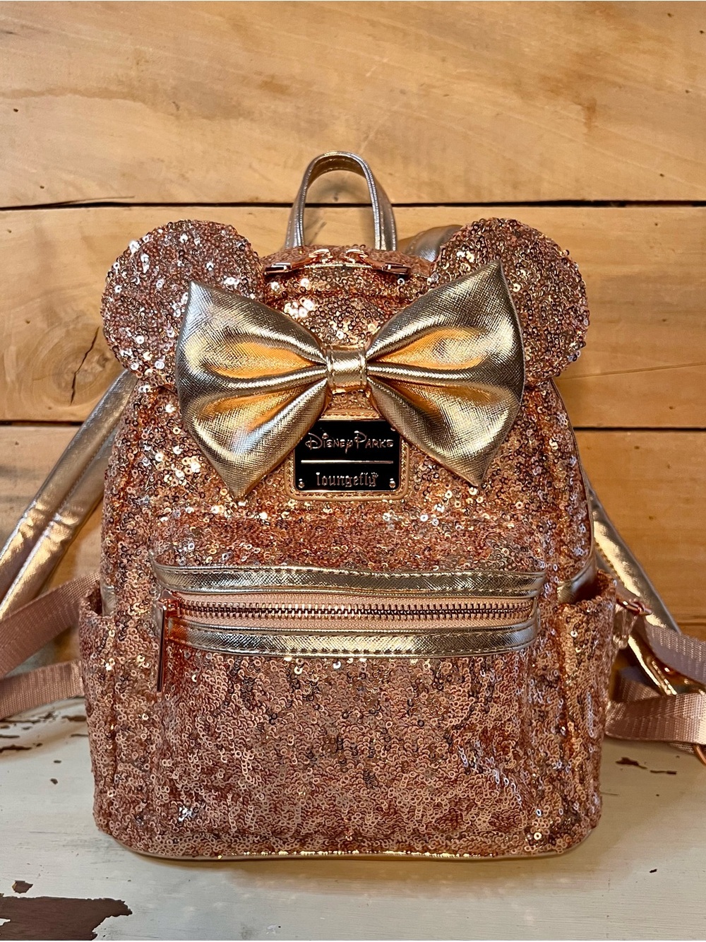 Disney/Loungefly Rose Gold Sequin Mini Backpack